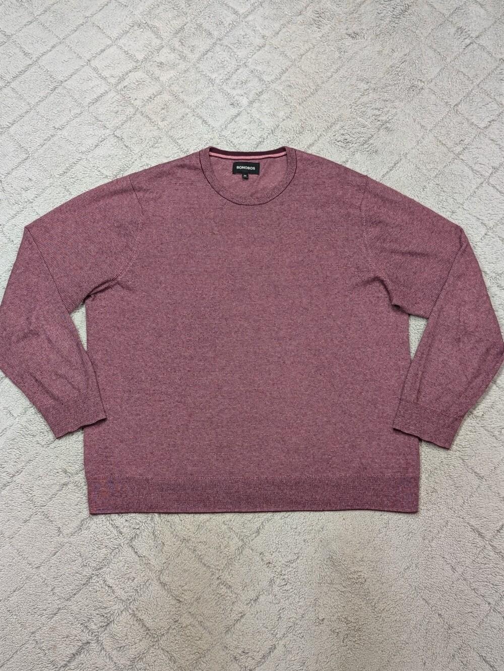 Bonobos Sweater Mens XXL Pink Purple Cotton Cashmere Knit Crewneck Soft Light